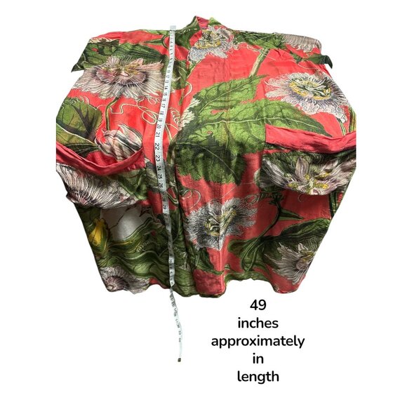 One Hundred Stars Kew Gardens Kimono Jacket Floral Print Red/Green - Picture 5 of 5